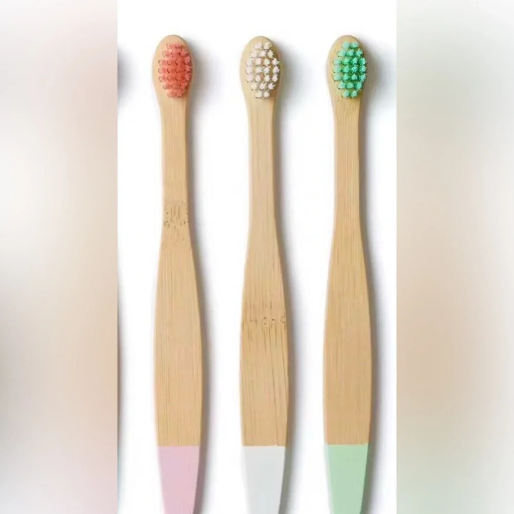 Bamboo green Toothbrush with Colorful Tips and Bristles- eco-friendly